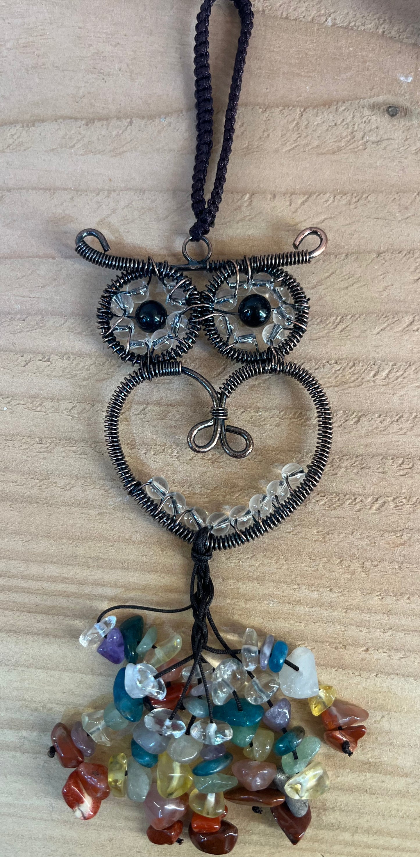 Hanging chakra owl