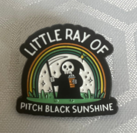 🖤🌈 Little Ray of Pitch Black Sunshine – Enamel Pin Badge 🌈🖤