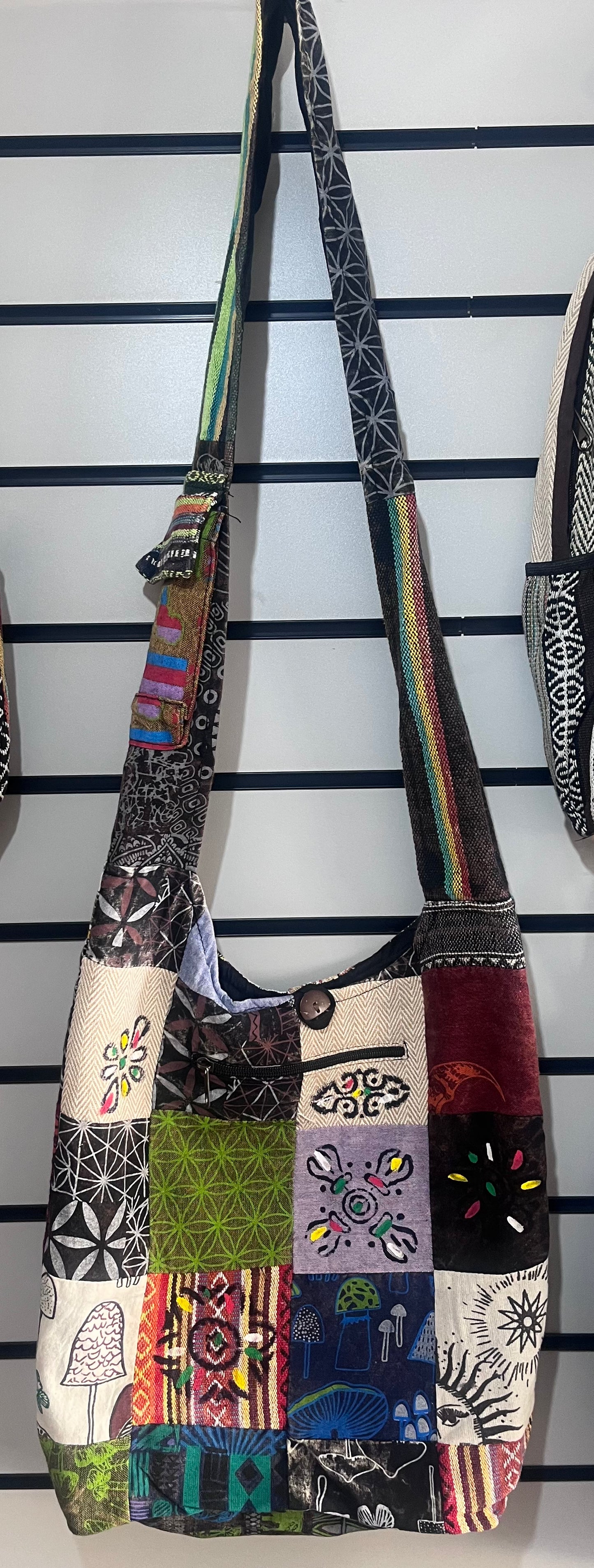 🌈 Handmade Patchwork Hemp Hobo Bag | Nepalese Boho Shoulder Bag