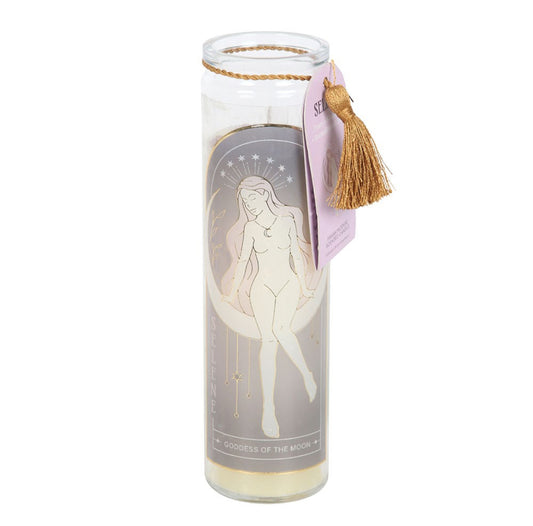 Candle: Selene Goddess Tube Candle With Amethyst Crystals