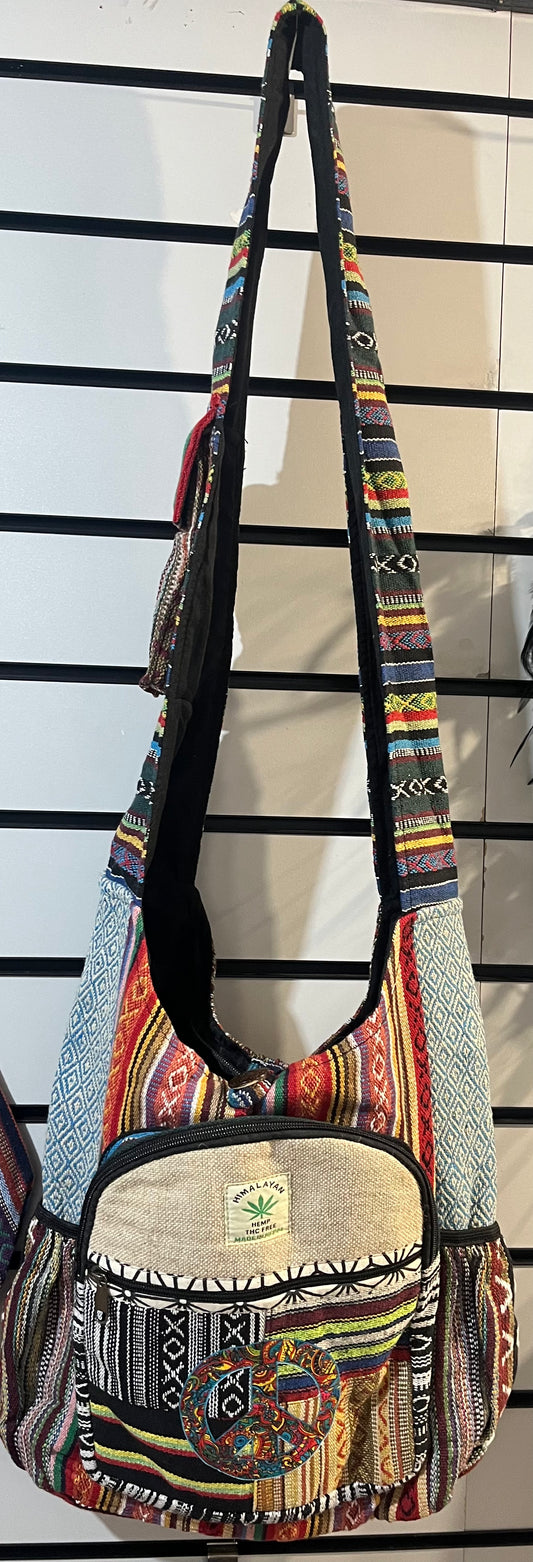 ✌️🌈 Handmade Himalayan Hemp Peace Patch Nepal Sling Bag