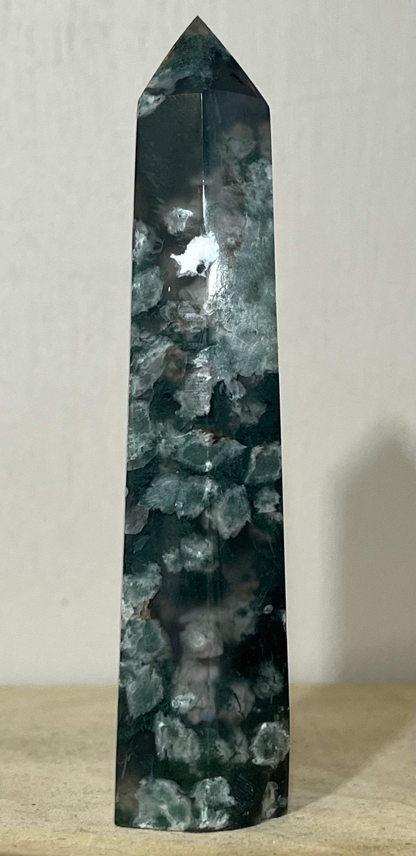 Moss Agate Tower – Emotional Balance • New Beginnings • Heart Chakra