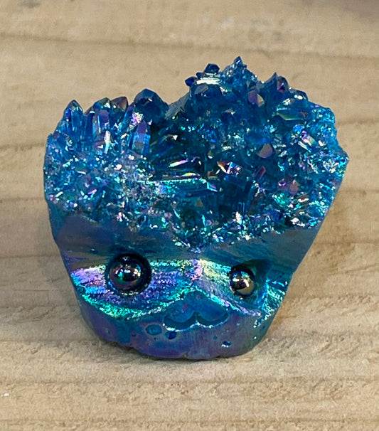 Aura quartz crystal pet rock