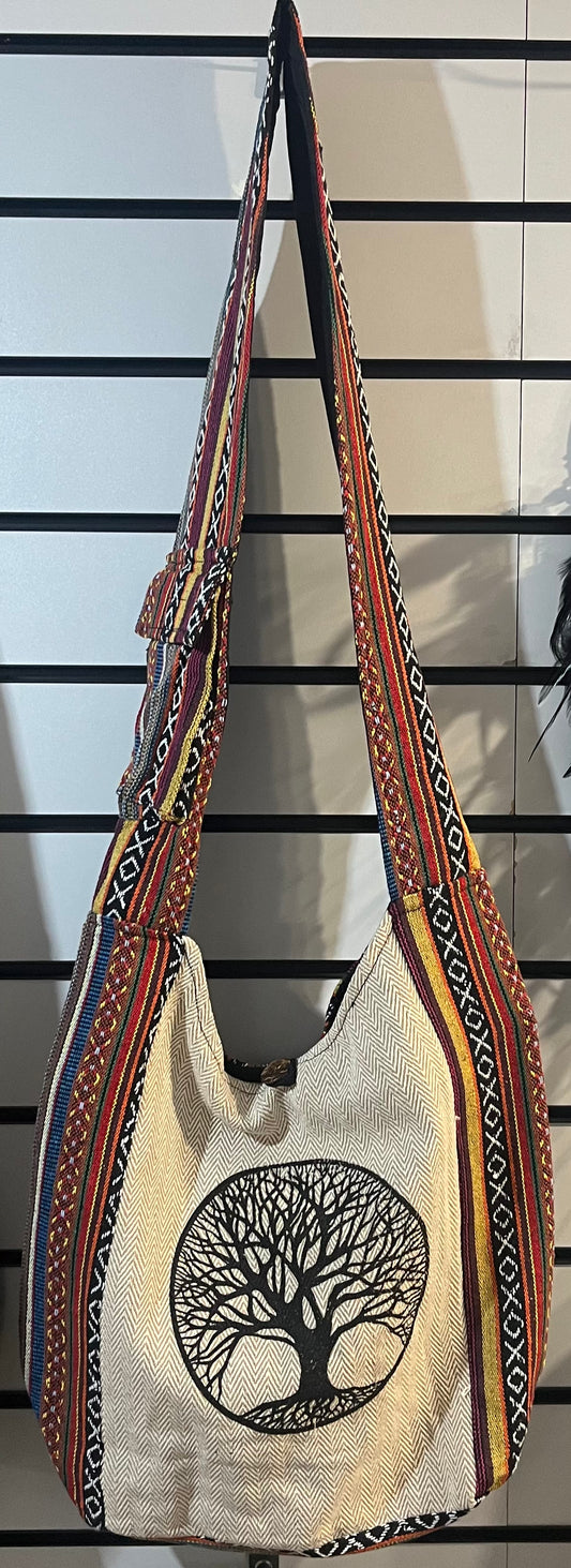 🌳✨ Handmade Tree of Life Nepal Woven Sling Bag