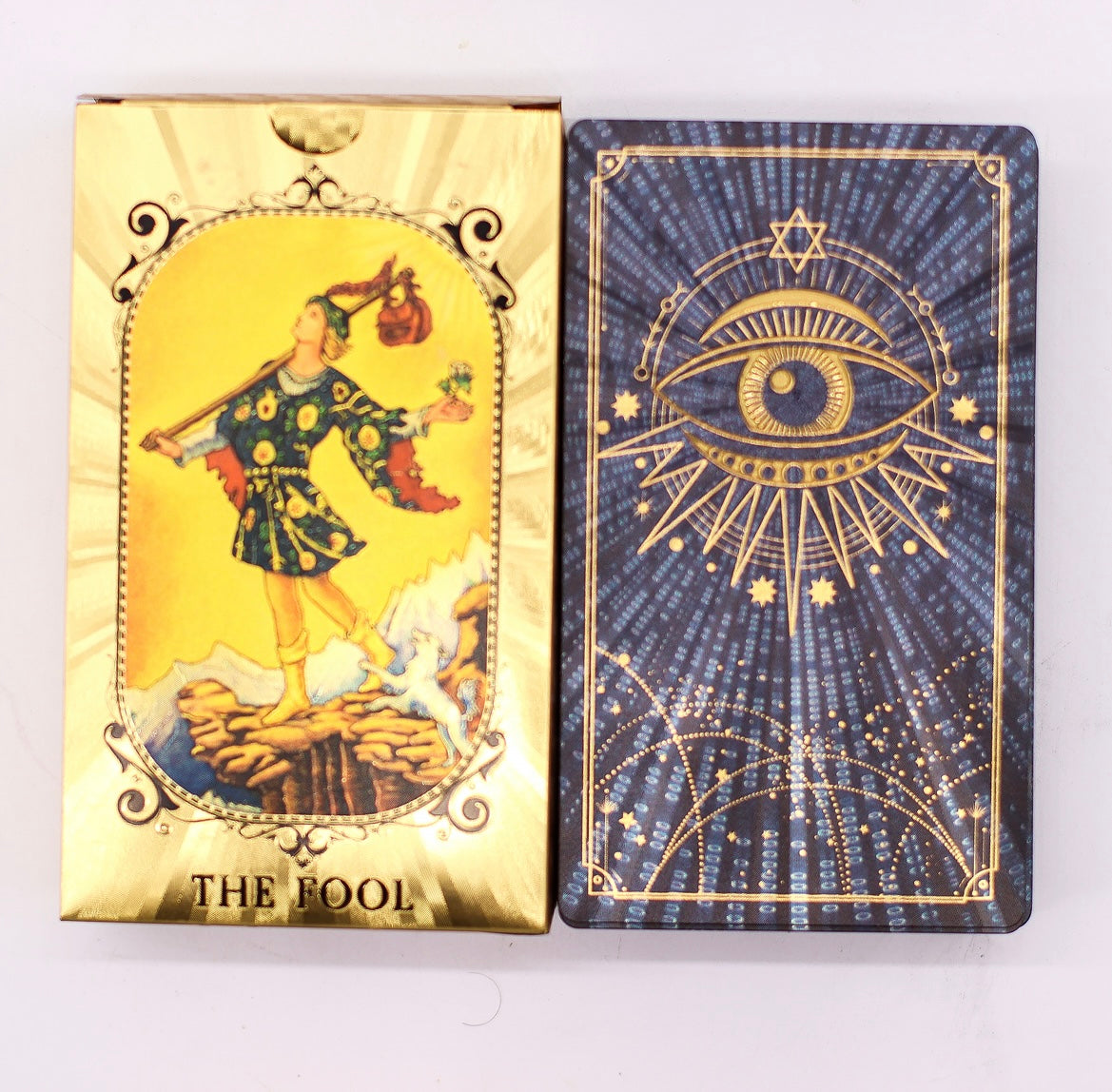 ✨ Blue & Gold Foil Tarot Deck | All Seeing Eye Design