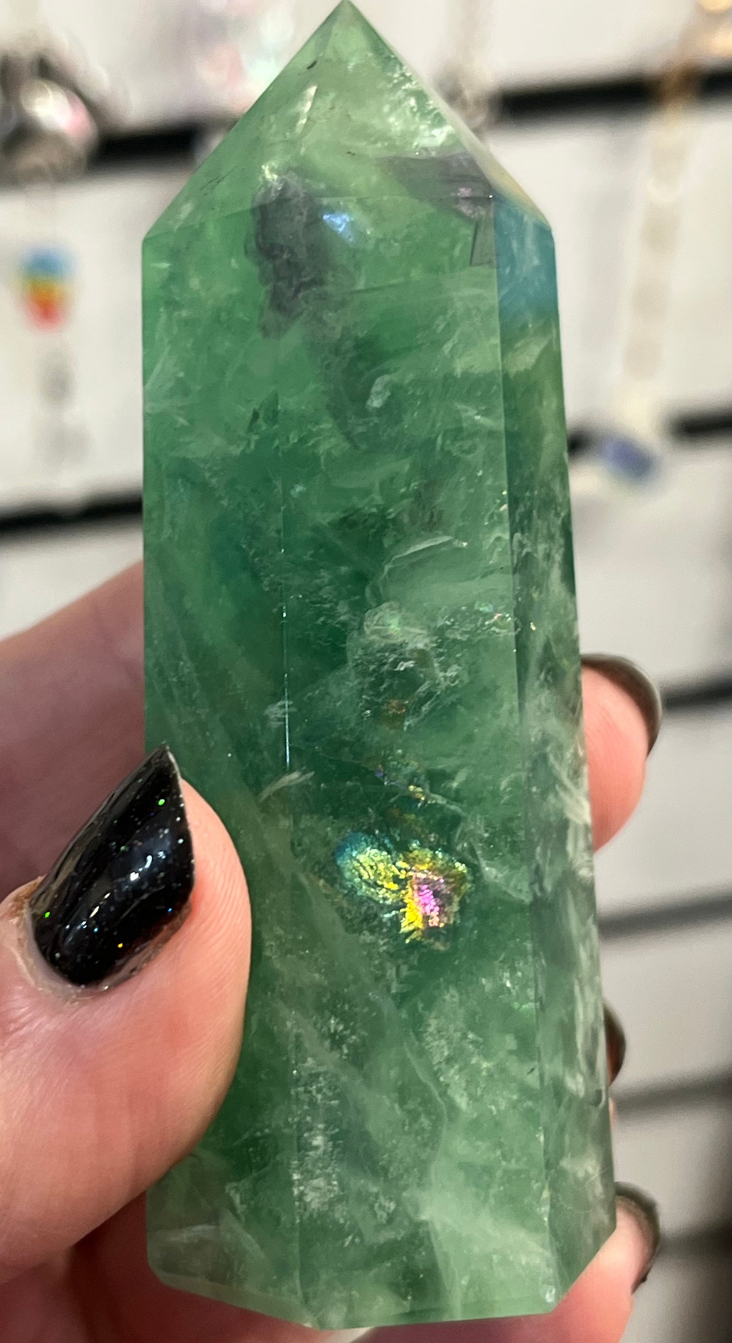 💚 Feather Fluorite Tower — Heart Healing with a Beautiful Natural Rainbow
