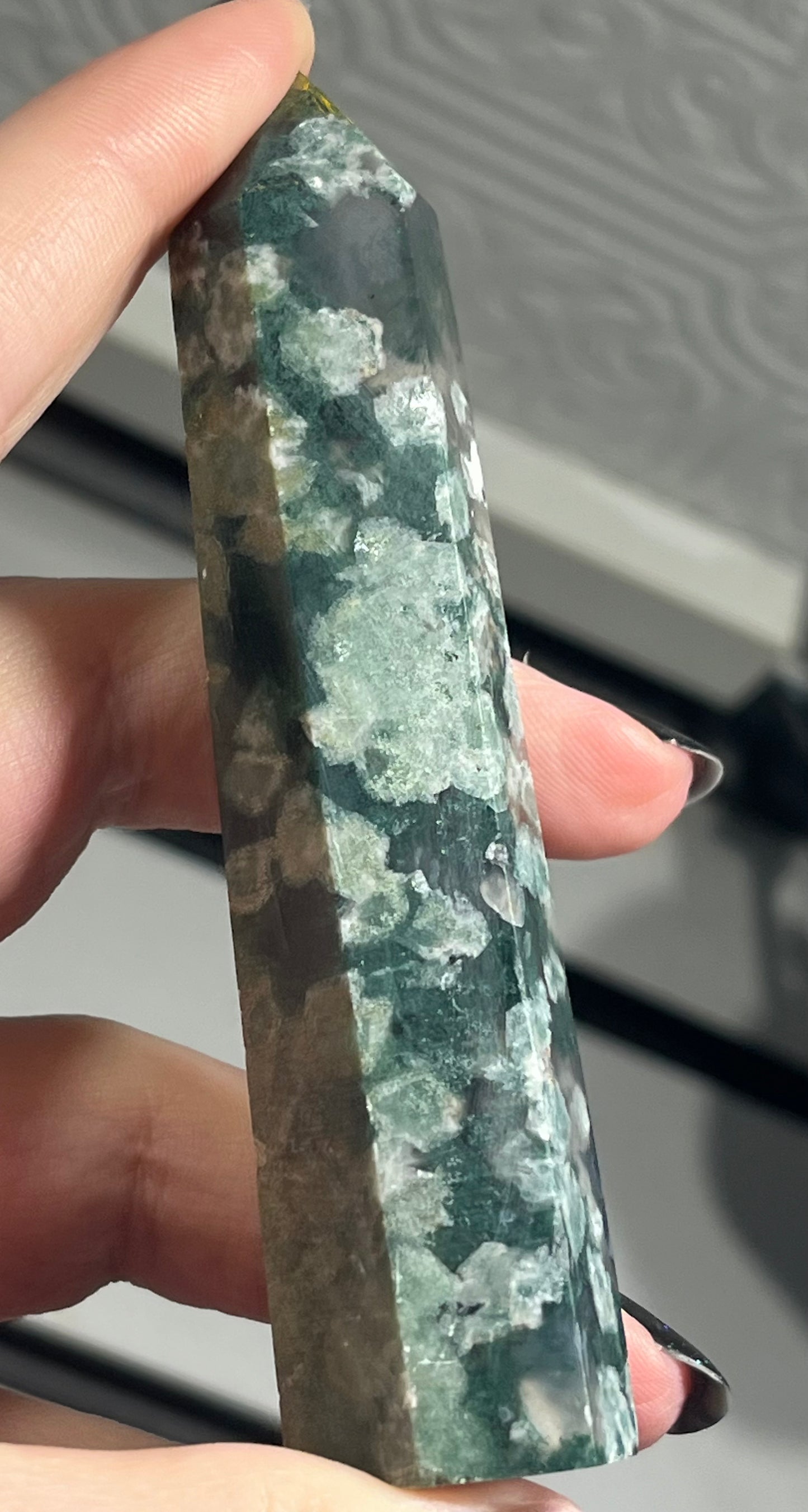 Moss Agate Tower – Emotional Balance • New Beginnings • Heart Chakra
