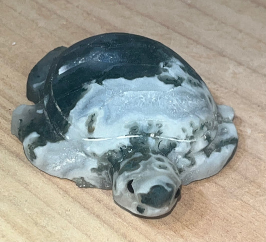 Moss agate crystal turtle