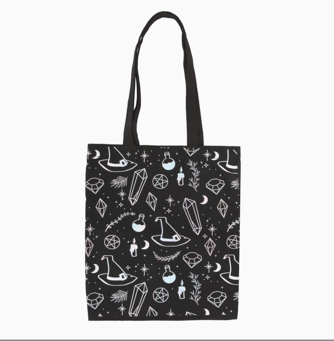 Crystal witch print polycotton tote bag