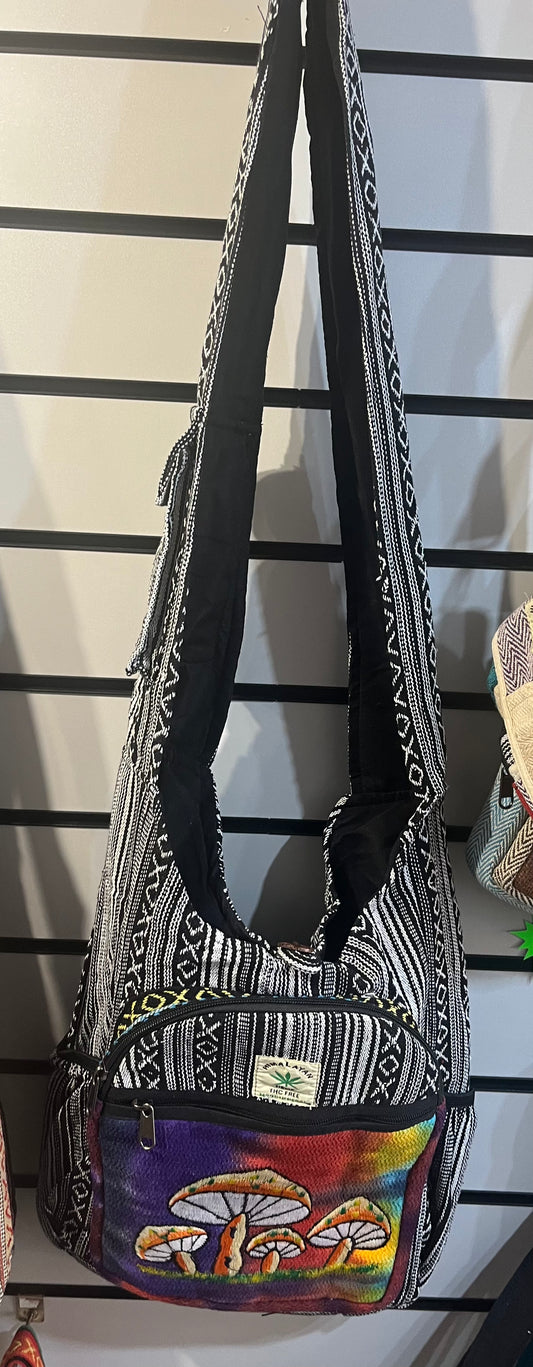 🌞Himalayan Hemp Sling Bag – Rainbow Mushroom