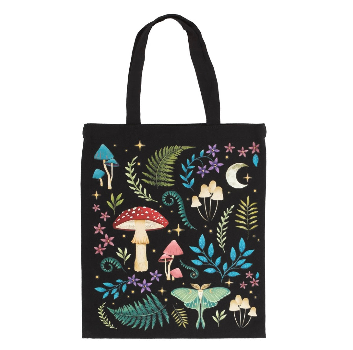 Dark forest print cotton tote bag