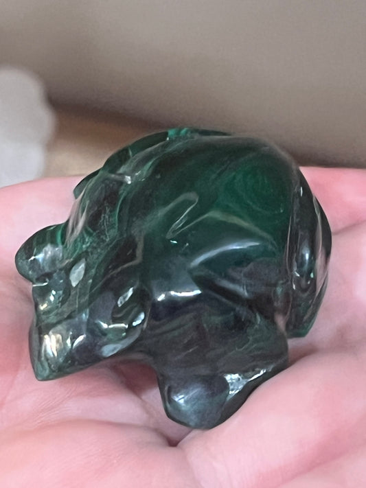 🐸 Malachite Frog Carving – Transformation, Luck & Emotional Balance