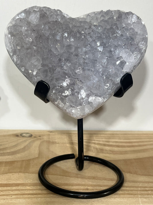 Amethyst Druzy Heart on Stand – Calm, Protection & Spiritual Clarity