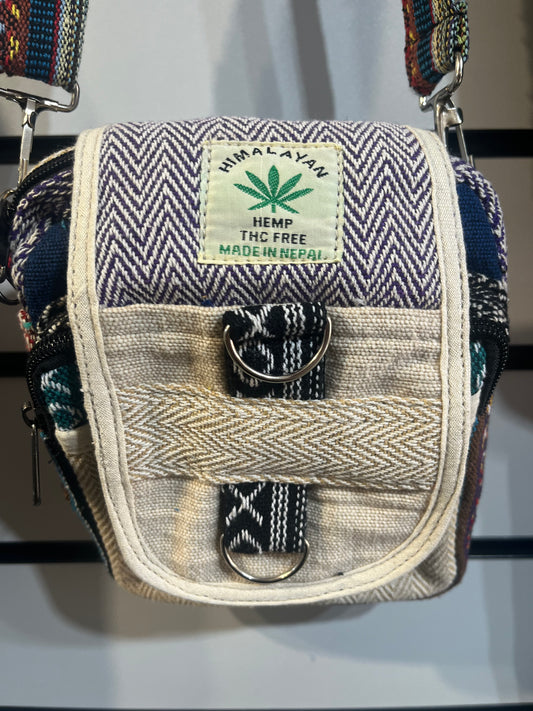 Himalayan Hemp Mini Sling Bag – Colourful Woven Pattern – £14.95