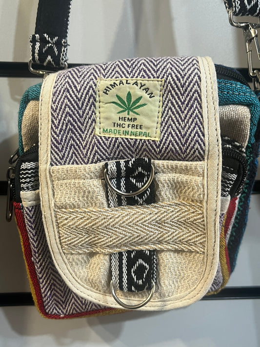 Himalayan Hemp Mini Sling Bag – Colourful Woven Pattern – £14.95