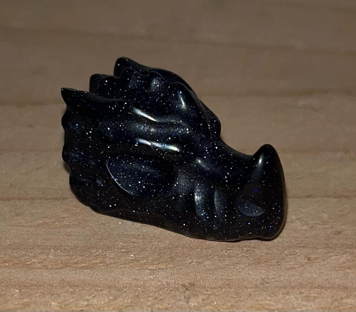 Blue sandstone crystal dragon head carving