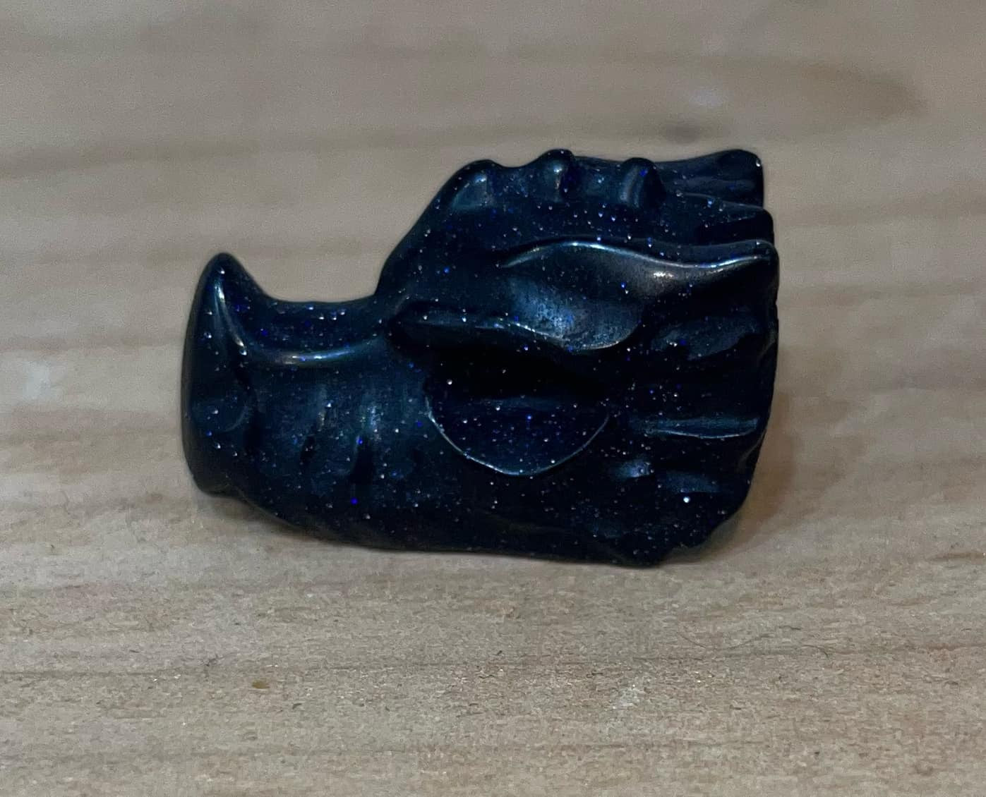 Blue sandstone crystal dragon head carving