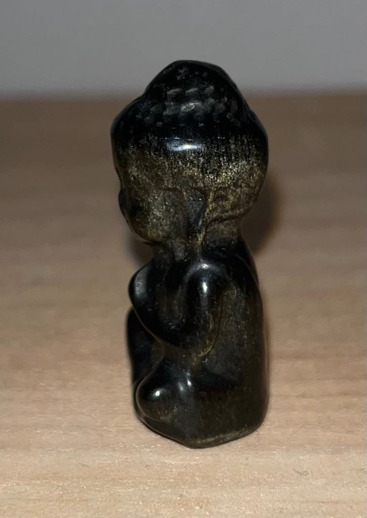 Gold sheen obsidian crystal buddha carving