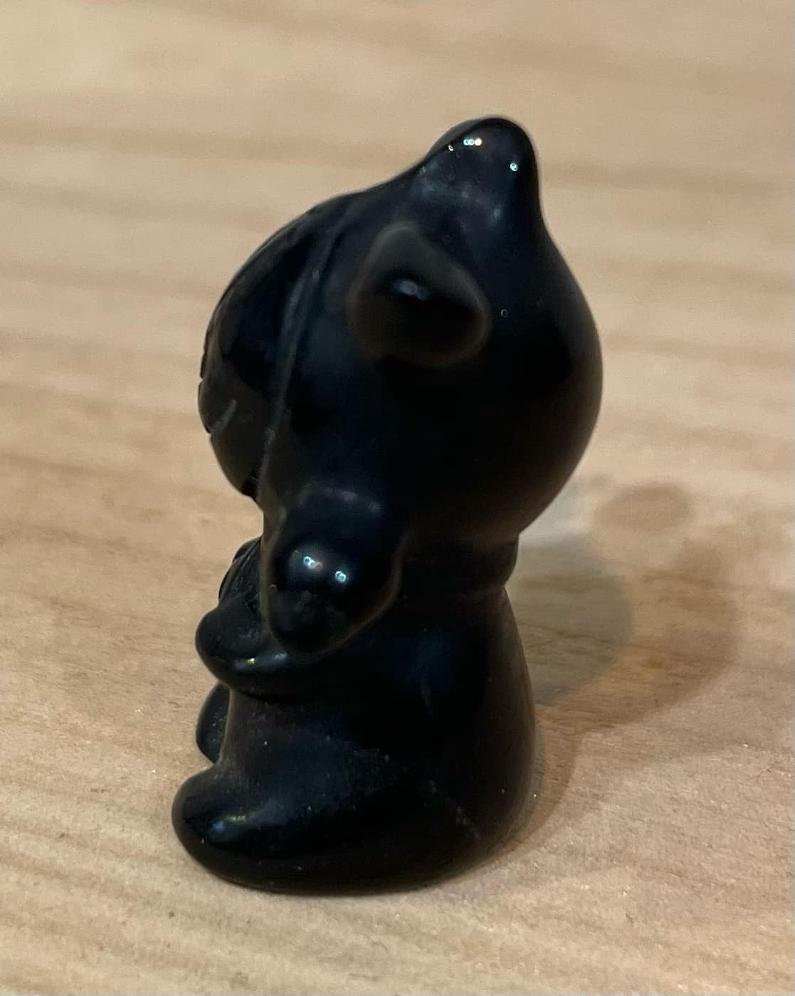 Black obsidian crystal guardian carving