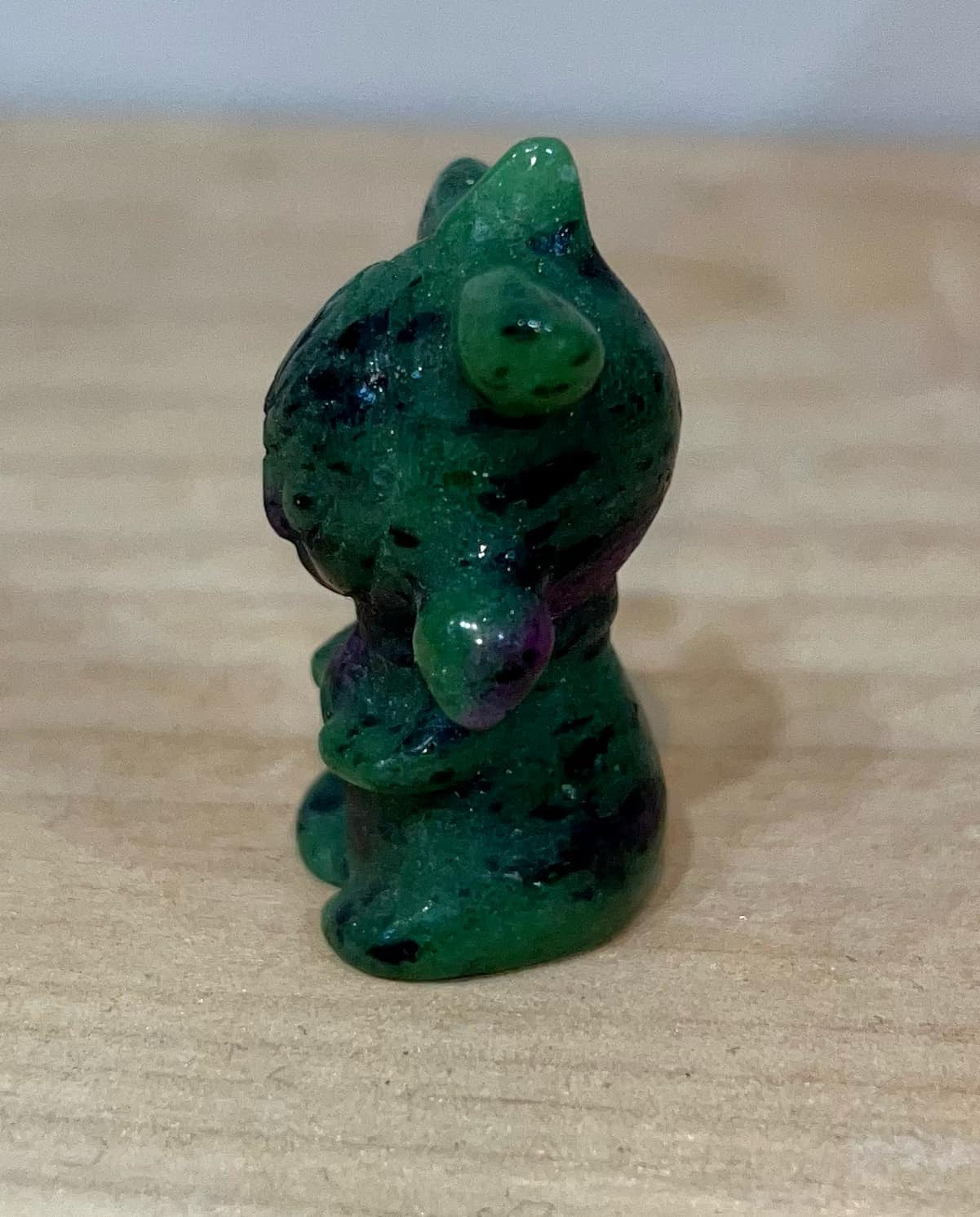 Ruby in zoisite crystal guardian carving