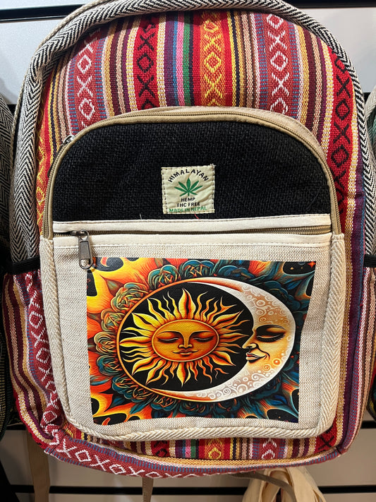 Hemp large backpack sun/moon