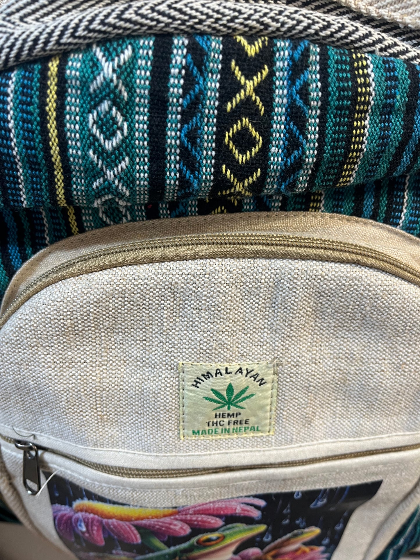 Large hemp backpack: frog