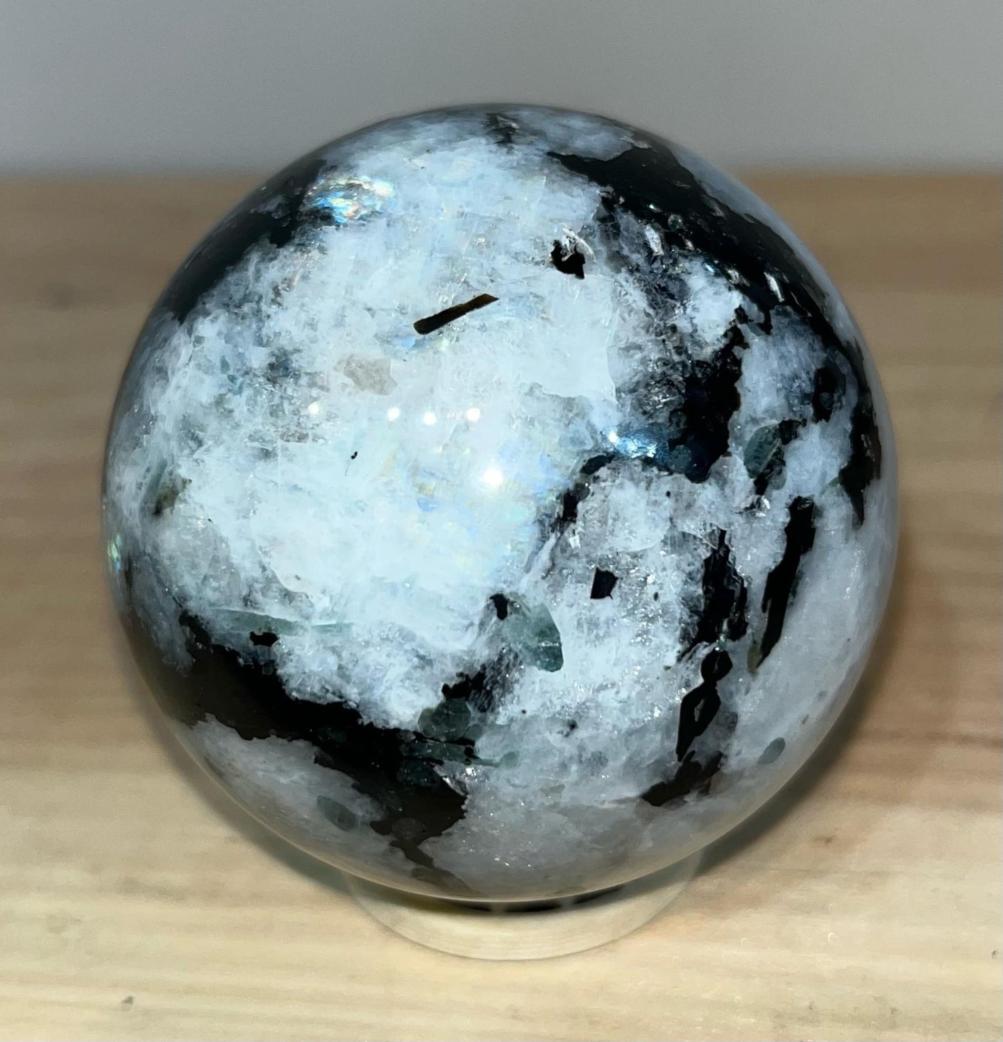 Rainbow moonstone sphere