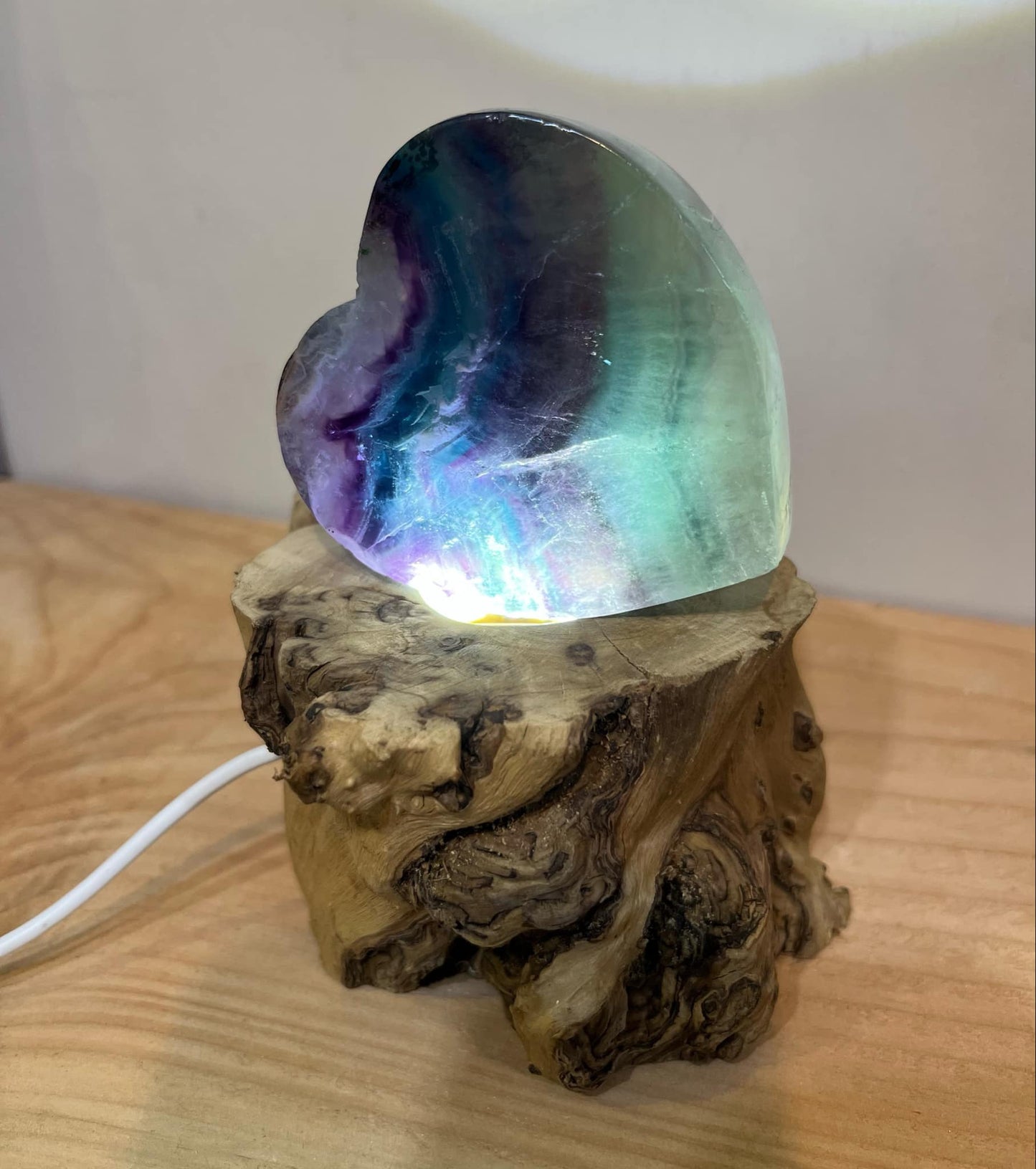 Rainbow fluorite crystal heart (light stand NOT included)