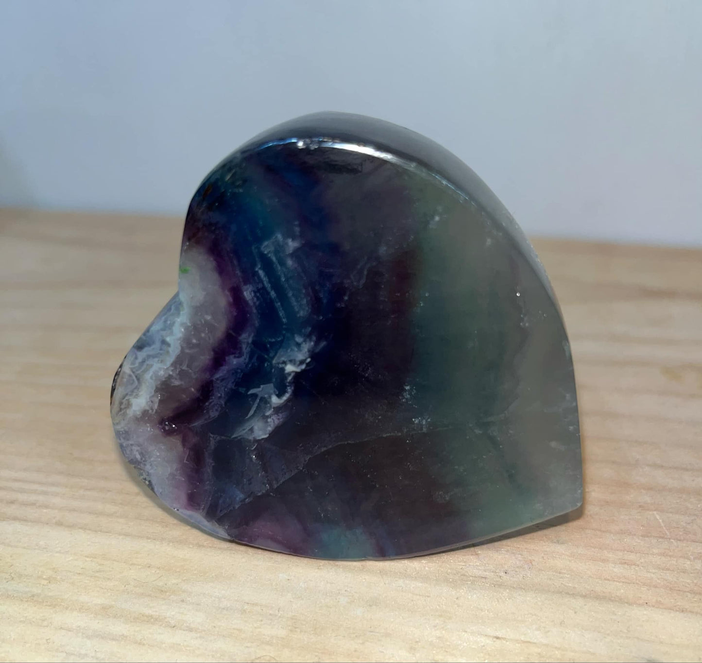 Rainbow fluorite crystal heart (light stand NOT included)