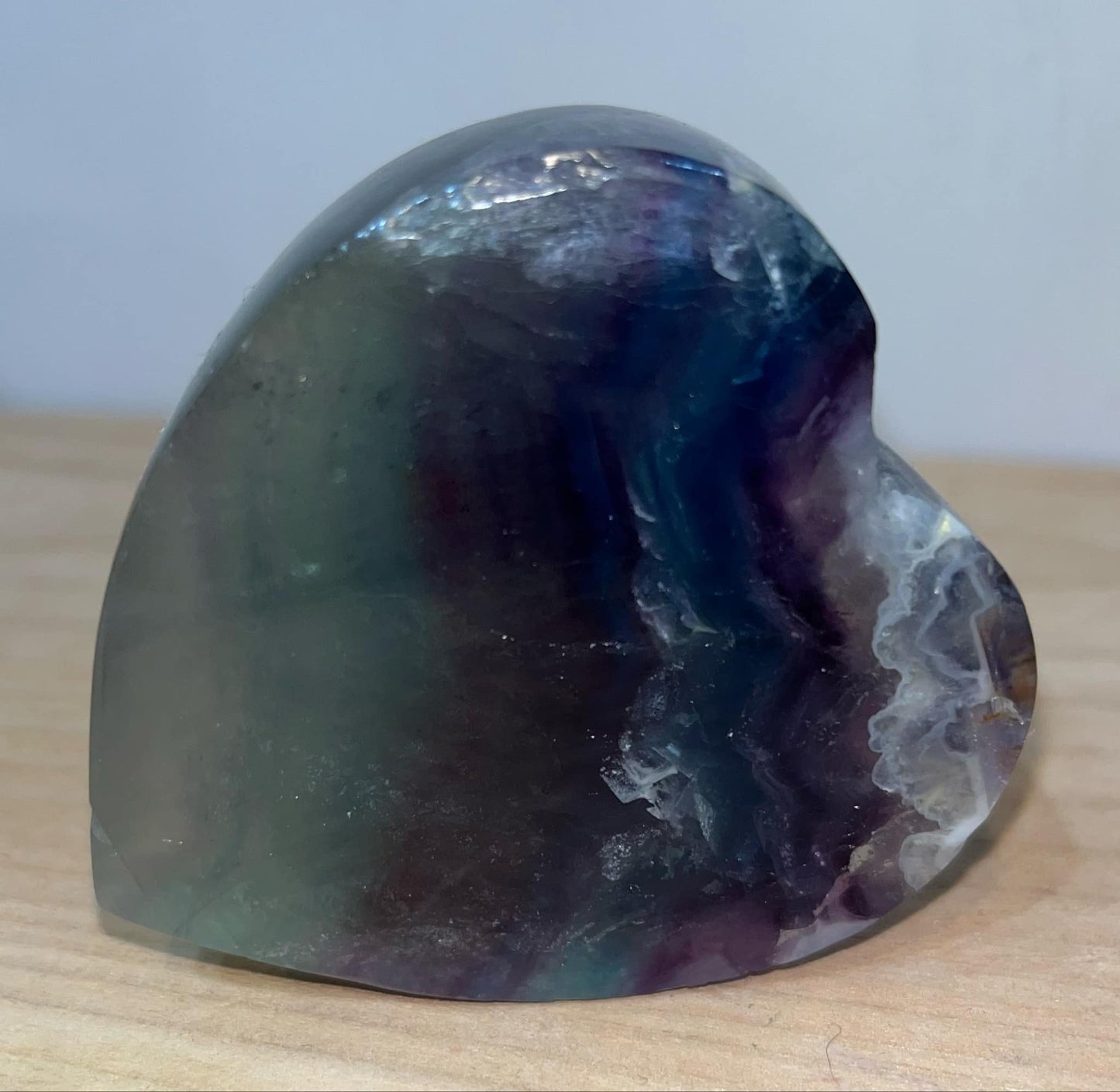 Rainbow fluorite crystal heart (light stand NOT included)