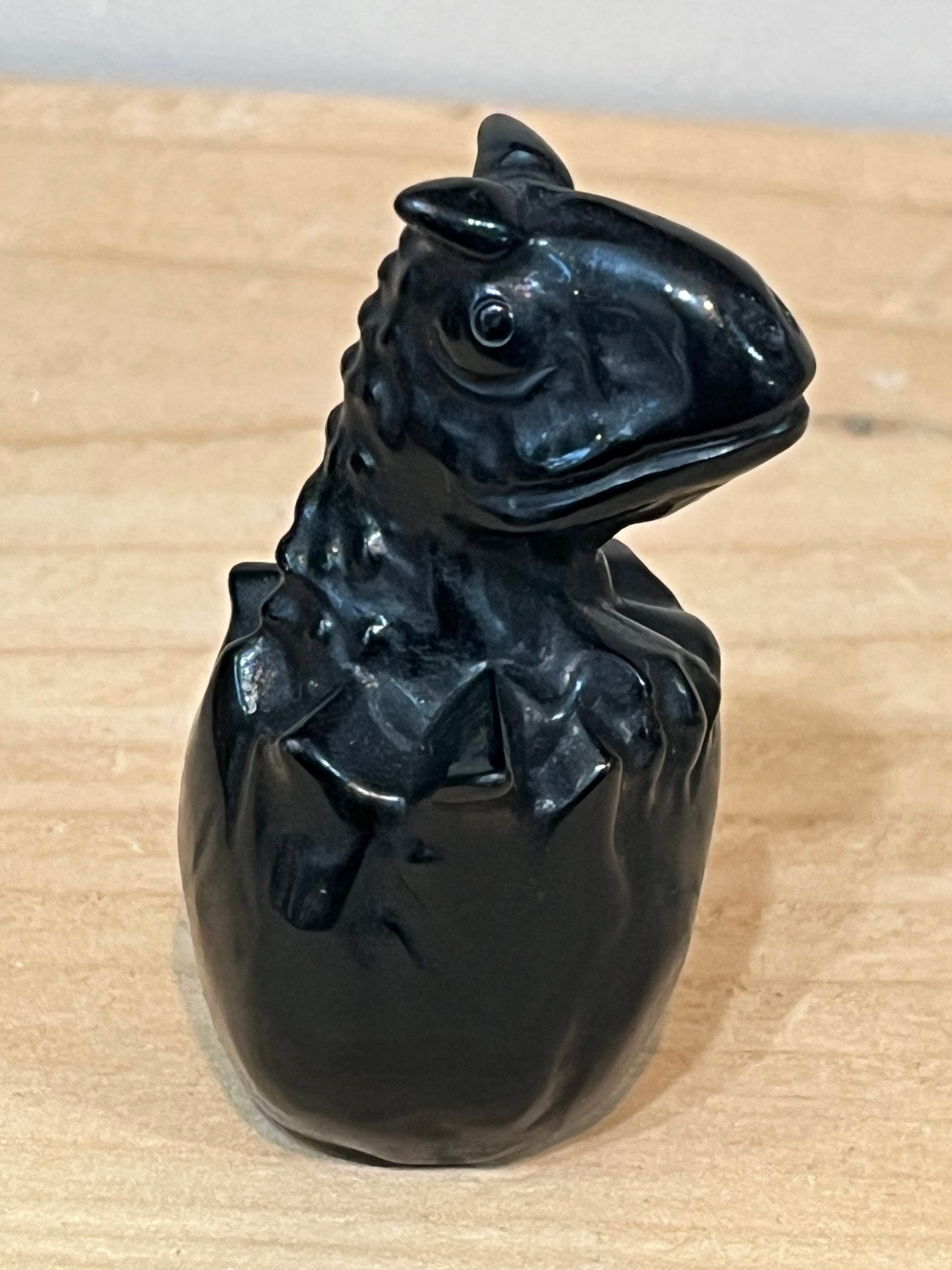 Obsidian crystal dino in egg