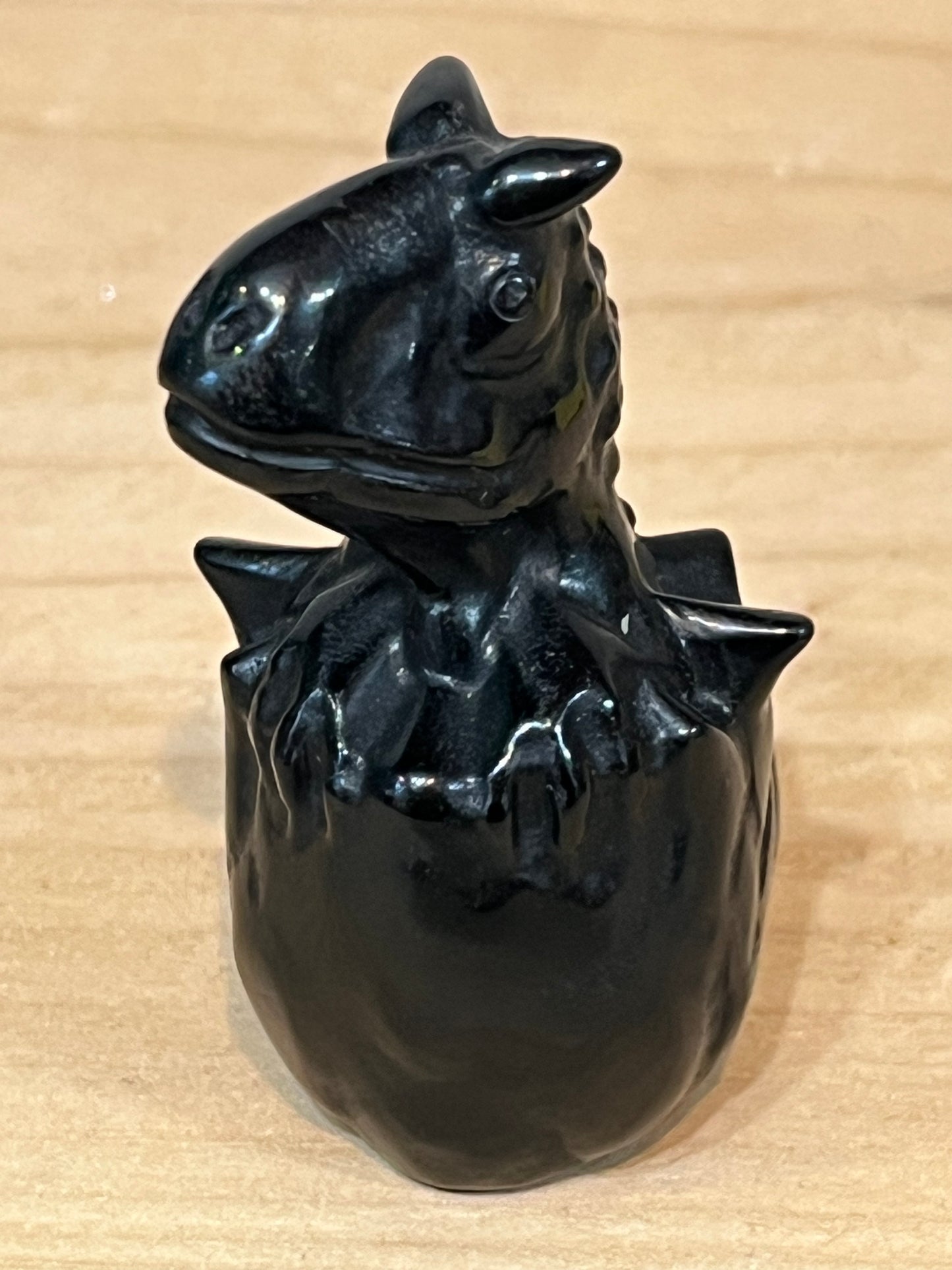 Obsidian crystal dino in egg