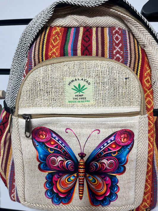 Hemp backpack small: Butterfly