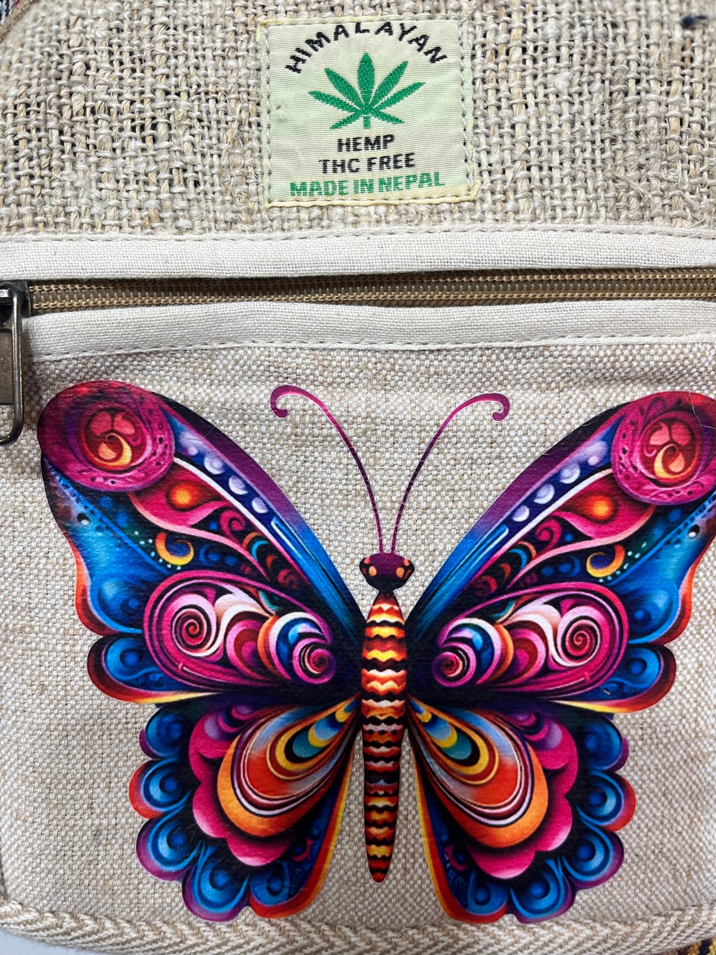 Hemp backpack small: Butterfly