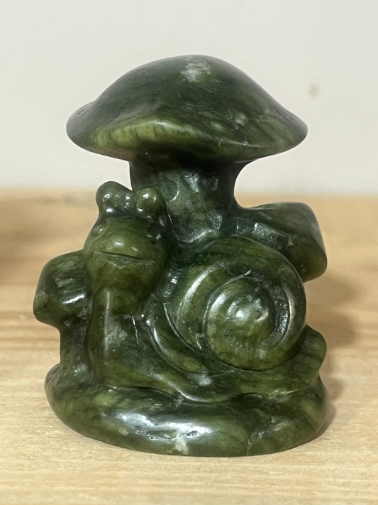 Nephrite Jade Snail & Mushroom | Abundance & Growth | 5cm | 75g 🐌🍄💚✨
