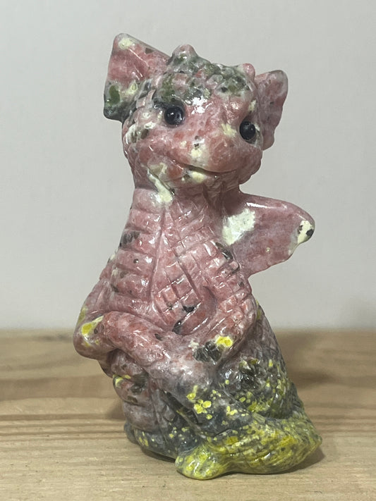 Plum Blossom Tourmaline Dragon | Love & Transformation | 8cm | 161g 🐉💗✨