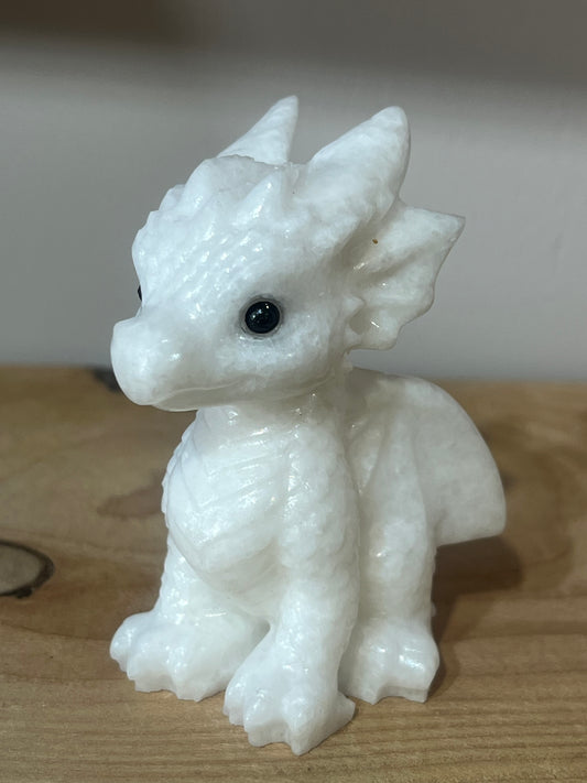 🤍 White Jade Baby Dragon | Peace, Luck & Harmony