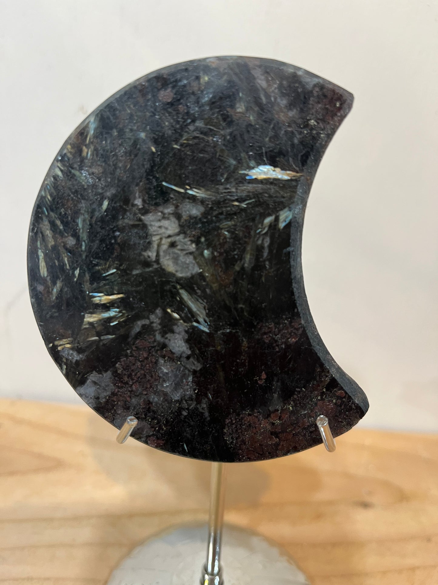 Moon on stand: Astrophyllite