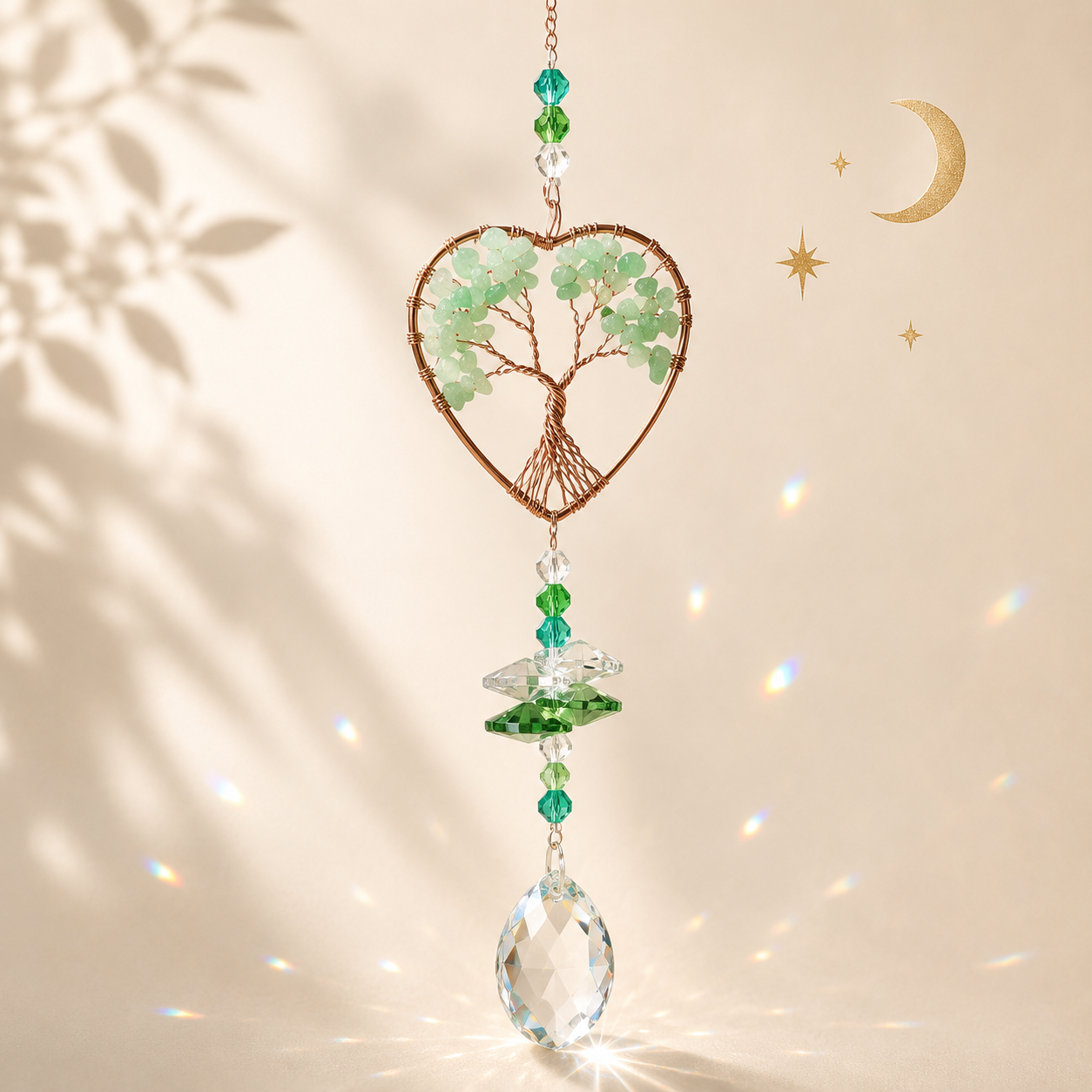 💚 Green Aventurine Tree of Life Crystal Suncatcher 💚