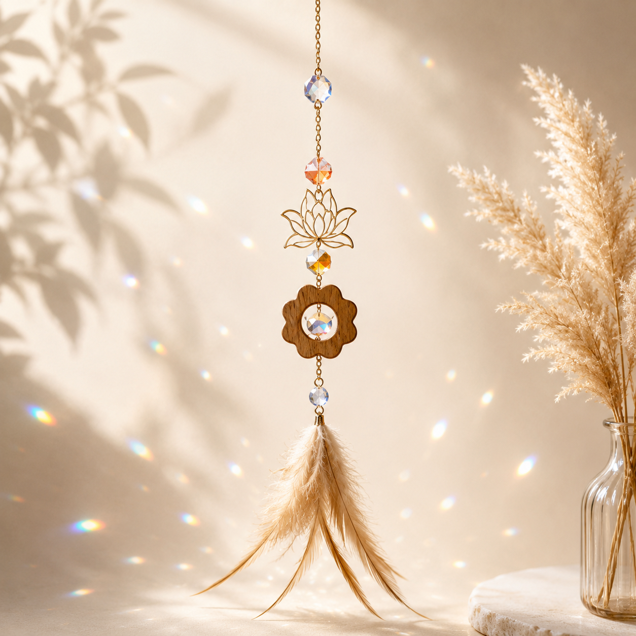 🪶 Lotus Crystal Suncatcher | Peace, Light & Rainbow Magic 🪶