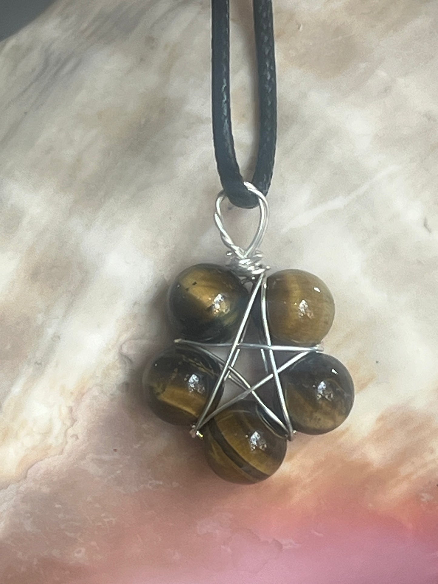 🐅 Tiger’s Eye Pentagram Pendant | Protection, Courage & Confidence