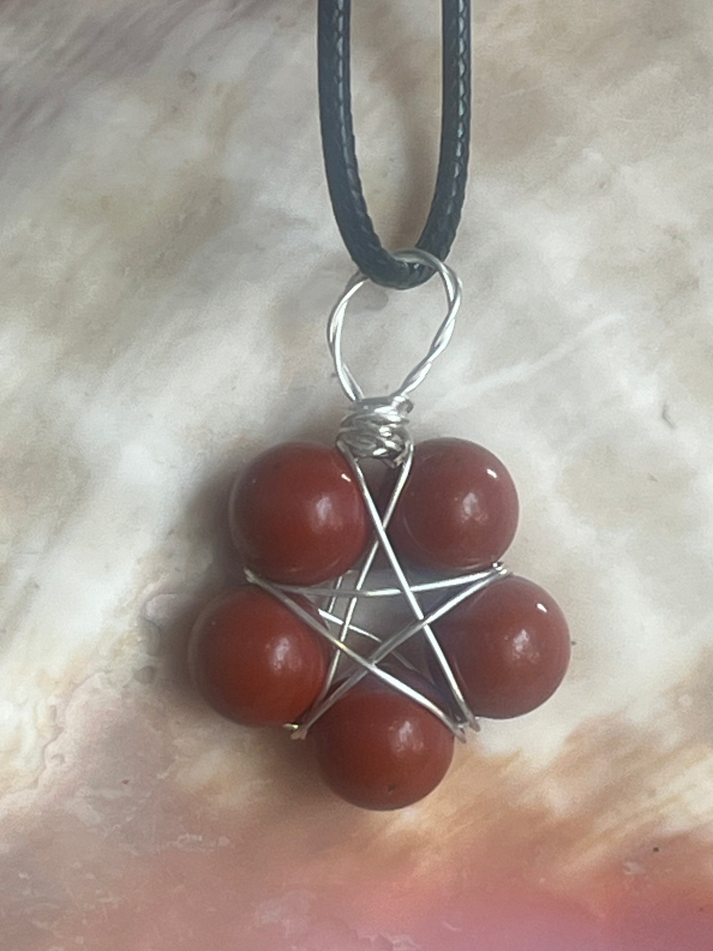 ❤️ Red Jasper Pentagram Pendant | Strength, Grounding & Protection