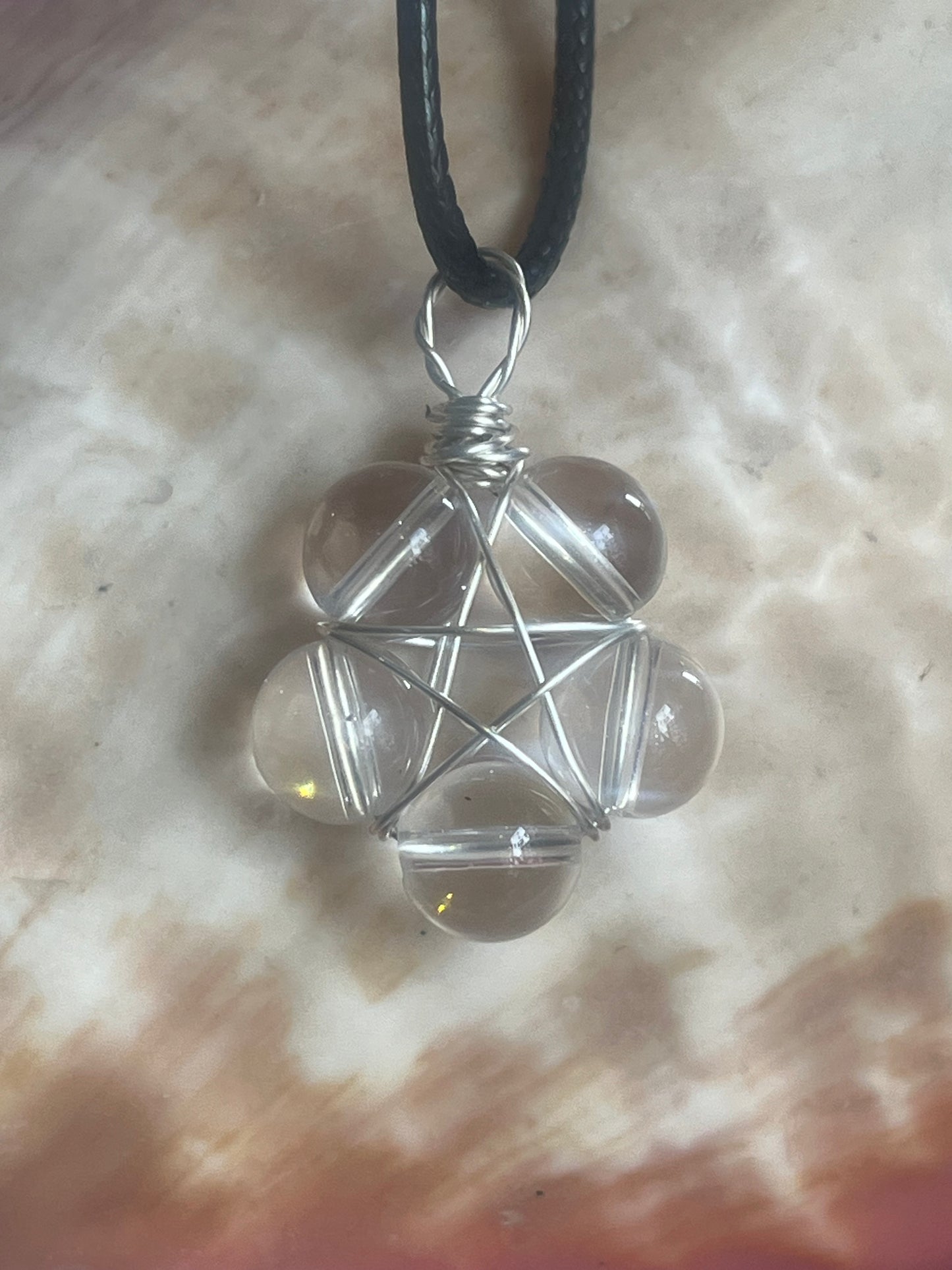 🤍 Clear Quartz Pentagram Pendant | Clarity, Healing & Protection