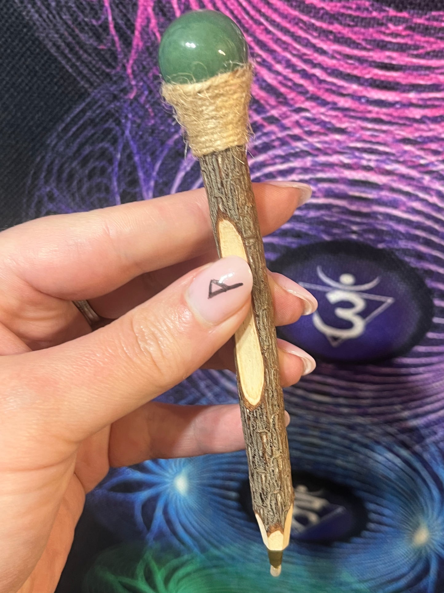 🌿 Green Aventurine Gemstone Wooden Pen