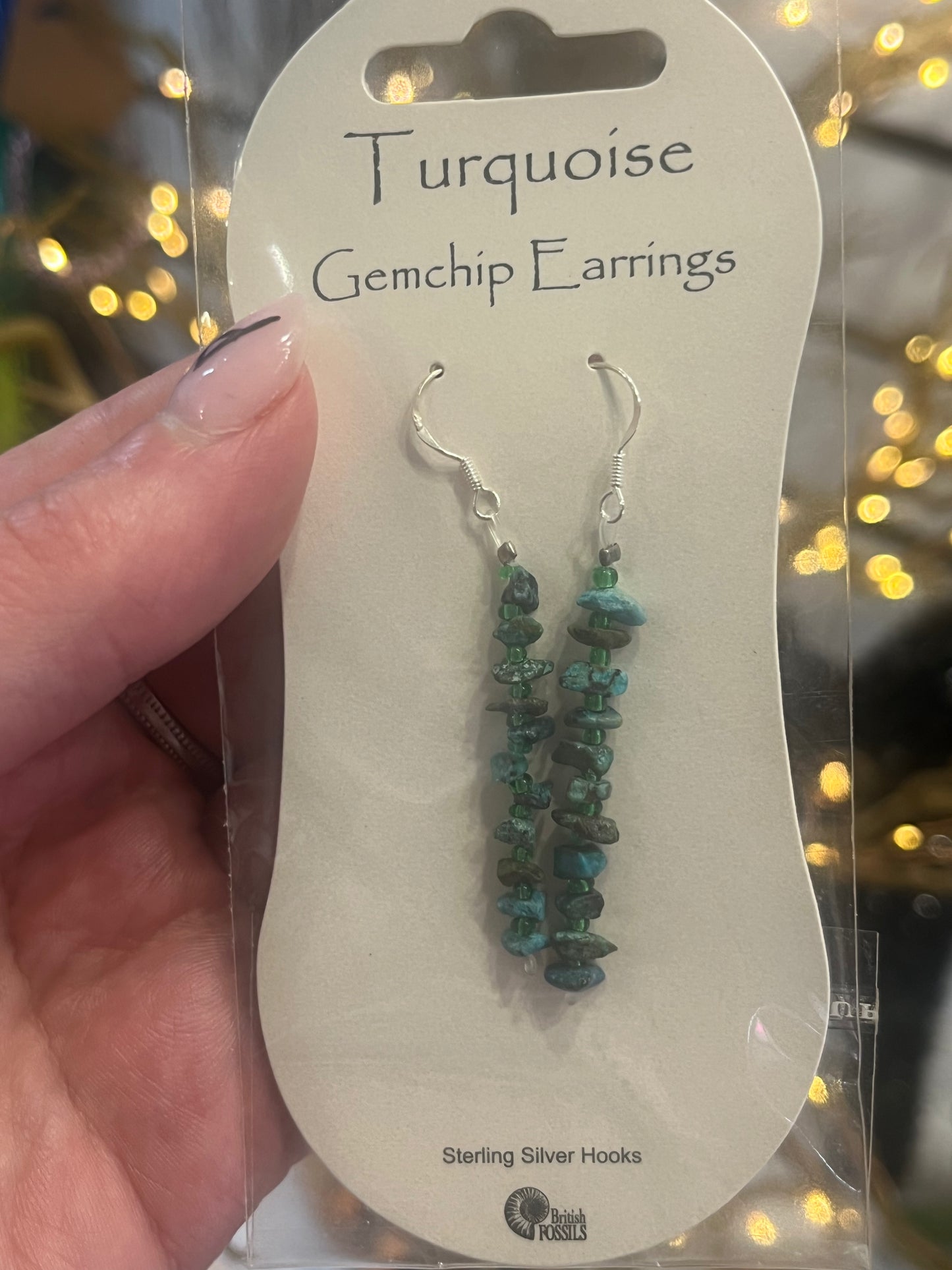 Turquoise Gemchip Drop Earrings | Sterling Silver Hooks