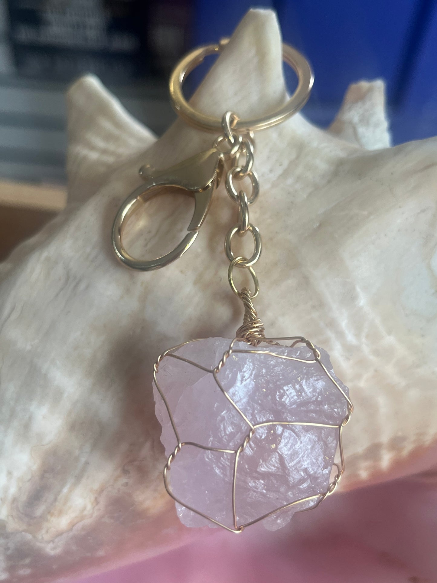 💗 Rose Quartz Crystal Keyring | Love, Self Love & Emotional Healing