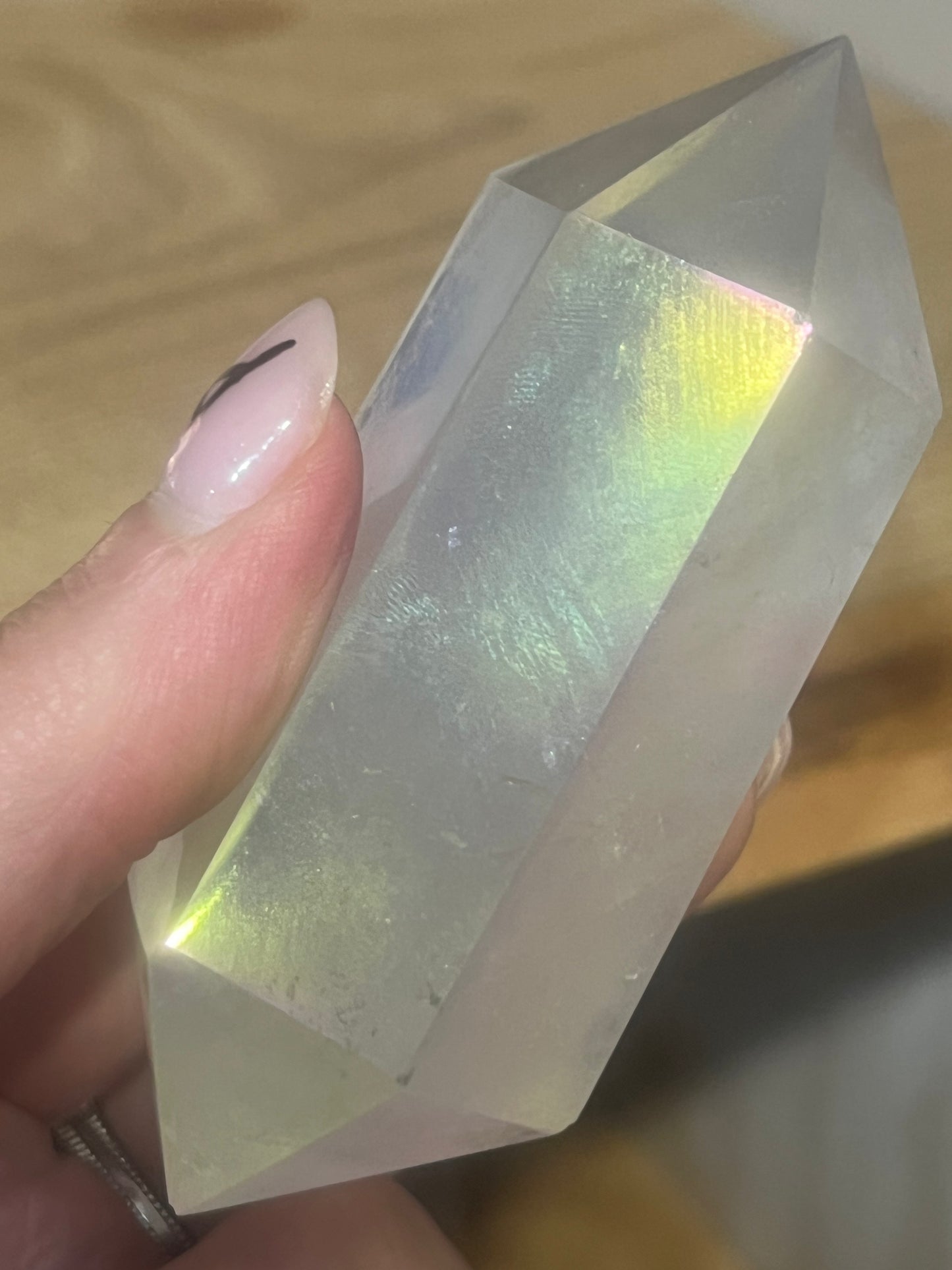 🌈 Aura Quartz Double Terminated Wand | Joy, Clarity & High Vibration ✨
