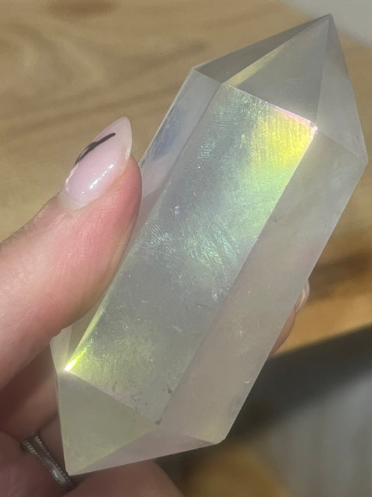 🌈 Aura Quartz Double Terminated Wand | Joy, Clarity & High Vibration ✨
