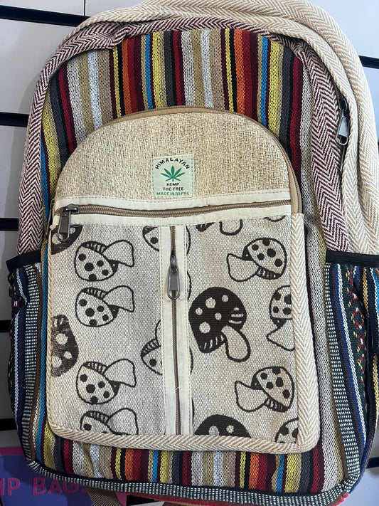 🍄 Handmade Hemp Mushroom Backpack | Nepalese Boho Bag