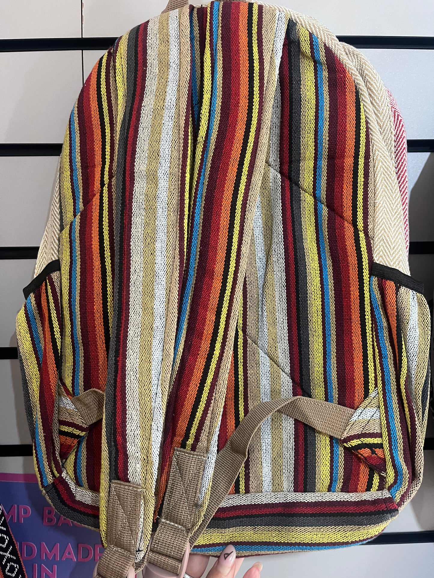 ☮️ Handmade Hemp Peace Backpack | Nepalese Boho Bag